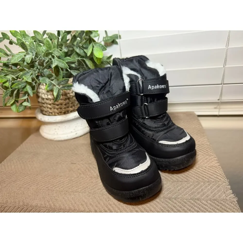 Toddler Snow Winter Boots Black Waterproof Size UK 27 US 9/9.5